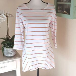 Linea Leisure White and Orange Top. Versatile. Beachy. Poolside
